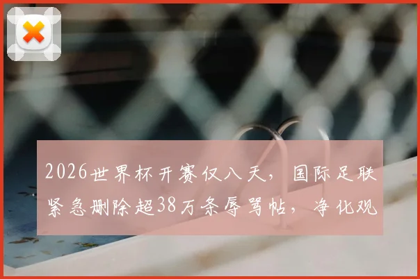 2026世界杯开赛仅八天，国际足联紧急删除超38万条辱骂帖，净化观赛环境刻不容缓